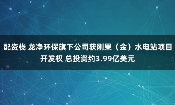 配资栈 龙净环保旗下公司获刚果（金）水电站项目开发权 总投资约3.99亿美元